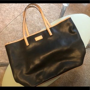 COACH large black leather tote